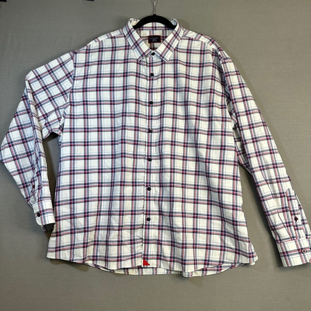 UNTUCKit‎ Baron WF Shirt Mens XXXLC Red Blue White Plaid Wrinkle Free 40047